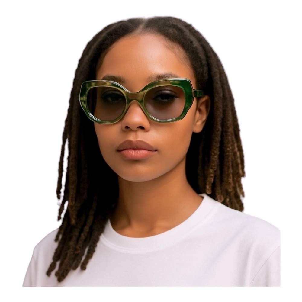 Retro Green and Yellow Ombre Oversized Sunglasses